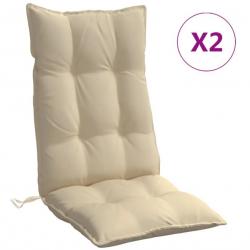 Lot de 2 coussins beige en tissu Oxford pour chaise à dossier haut 120x50x7 cm
