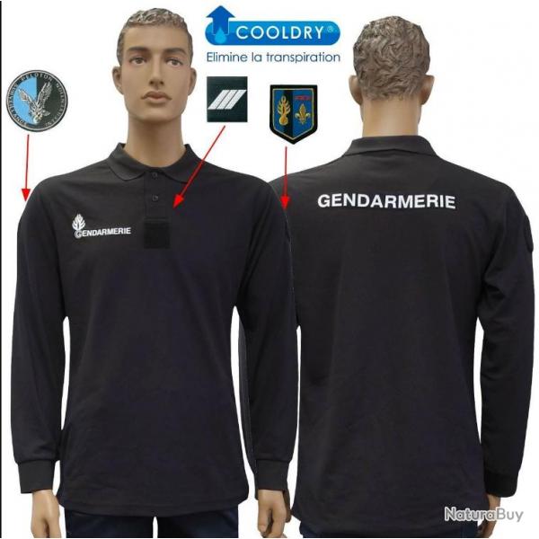 Polo GENDARMERIE dpartementale M. longues noir 2 XL