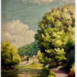 Andrée Chameron  huile sur toile paysage de l'Yonne