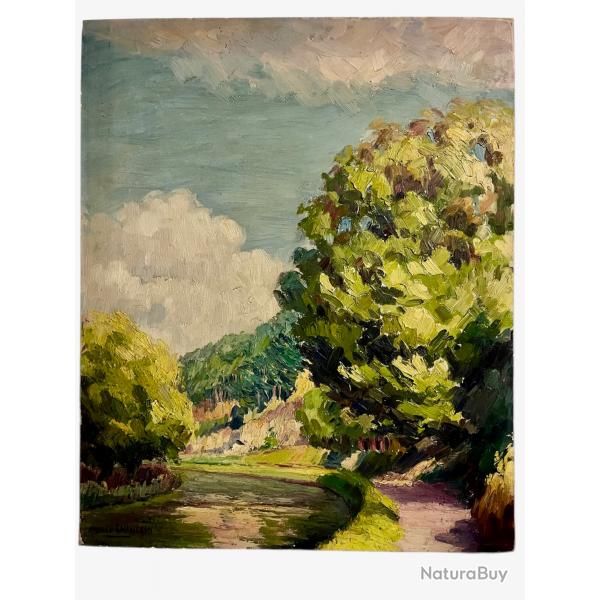Andre Chameron  huile sur toile paysage de l'Yonne