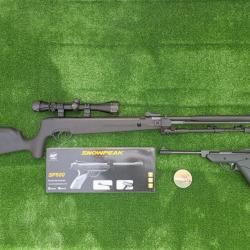 PACK-11 Carabine Piston Snowpeak SU1200S Canon Fixe Cal. 5,5 mm 19,9 j + Pistolet SP500 Cal. 4,5 mm