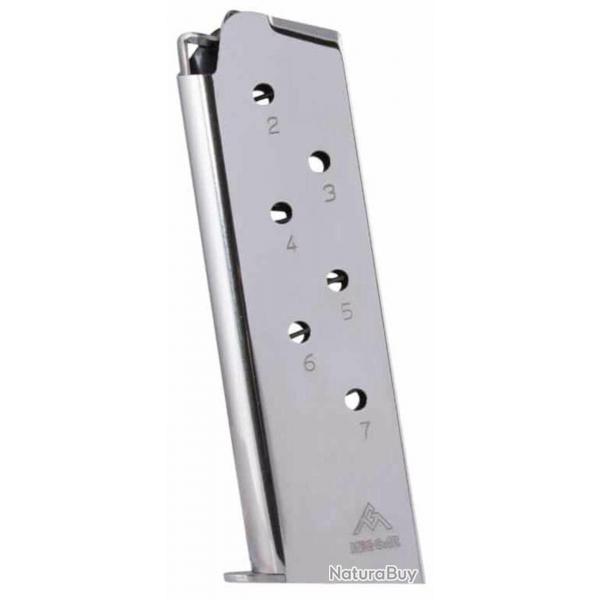 Chargeur MEC-GAR 1911 Full Size .45 ACP avec Talon (Noir ou Nickel) 1911 Full Size - 7 coups - Nicke
