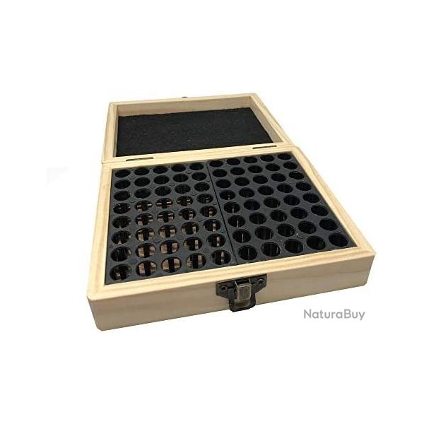 Bote de Rangement en Bois pour 80 Cartouches de Calibre 9 mm, Marron, Taille Unique