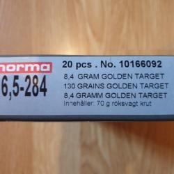 6.5-284 Norma golden target 130gr - boite 20
