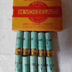 Boîte de 10 très belles cartouches anciennes VOUZELAUD cal 16 douilles cartons
