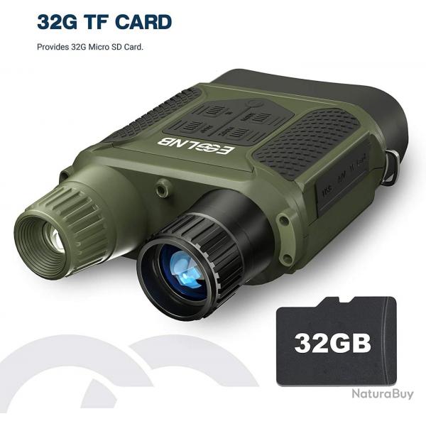 Jumelles de Vision Nocturne 400m Ecran 4" Enregistrement Photo/Vido Carte 32Go 8 Piles AA Incluse