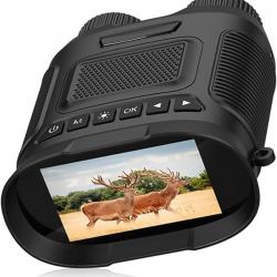 Jumelles Vision Nocturne HD Ecran 2.5K Vidéo Zoom  IR 300m Photo 40MP Batterie Etanche SD 64G Noir