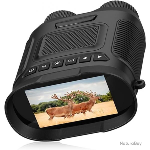 Jumelles Vision Nocturne HD Ecran 2.5K Vido Zoom  IR 300m Photo 40MP Batterie Etanche SD 64G Noir