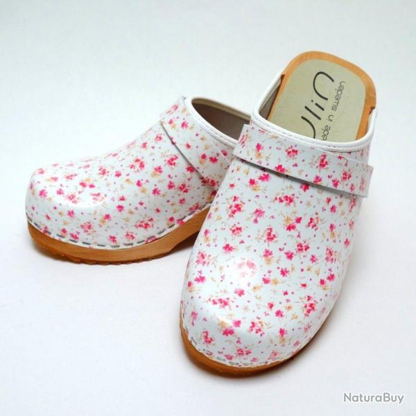 Sabots femme sudois bois et cuir liberty rose 36 Liberty rose