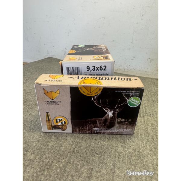 LOT DE 4 BOITES DE FOX BULLETS CALIBRE 9,3X62 - 1 sans prix de rserve