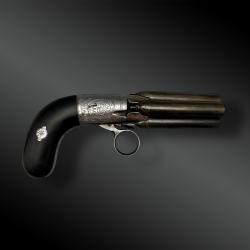 Revolver poivrière signée MARIETTE - Liège, Belgique - XIXème siècle