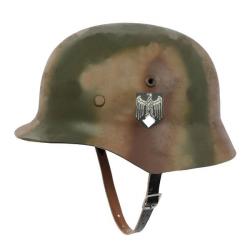 Casque Allemand M40 WH Camo Normandie Vieilli avec marquage