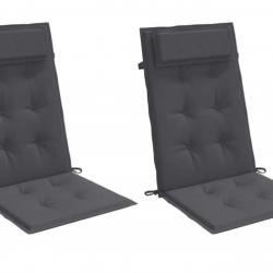 Lot de 2 coussins anthracite en tissu Oxford 120x50 cm pour chaise de jardin