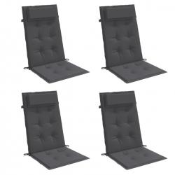 Lot de 4 coussins anthracite dossier haut en tissu Oxford 120x50 cm extérieur