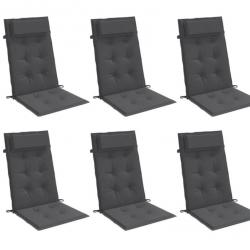 Lot de 6 coussins anthracite en tissu Oxford 120x50 cm pour chaise de jardin