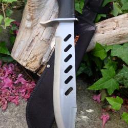 Poignard Couteau de Chasse Cochons Sauvage Bowie Lame Acier 3Cr13 Etui Nylon Poignard Tactical 001