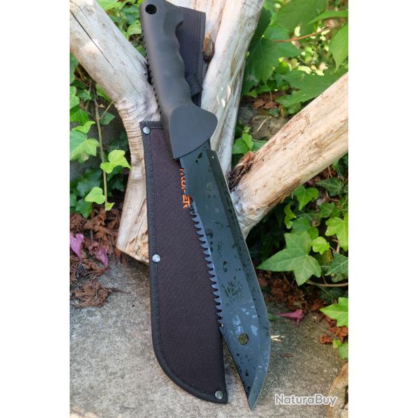 Poignard Gros Couteau Machette Bowie Outlaw Alaska Lame Acier 3Cr13 Etui Nylon Trekk Survie 001