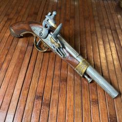 PISTOLET NAPOLÉONIEN A SILEX 1803 MANUFACTURE IMPÉRIALE DE ST ETIENNE REPRODUCTION DECORATION