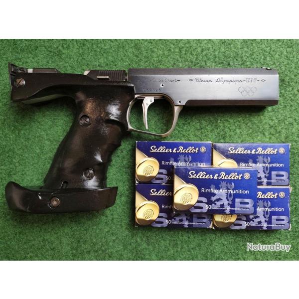 Pistolet semi-automatique UNIQUE mod. VO/79 - Calibre .22 short + 250 cartouches (Occasion bon tat)
