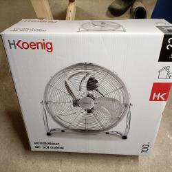 Ventilateur de sol industriel corps métallique H.Koenig JOE32, 45cm, 100W, 3 Vitesses, Inclinaison