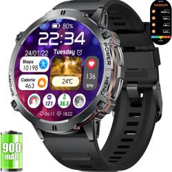 Montre Connectée Homme avec 900mAh, 1,73'' AMOLED Grand Écran Montre Connectée Militaire avec Kompas