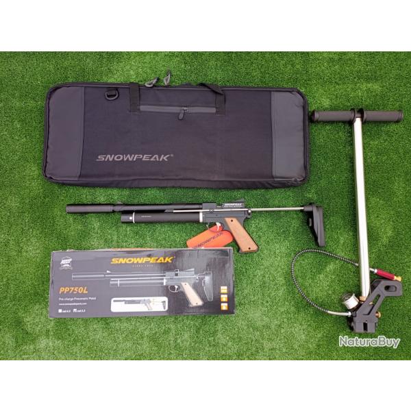 PACK COMBIN-1 ! Pistolet PCP Snowpeak PP750L Cal. 5,5 mm + Sac de Transport + Pompe pcp 3 tapes