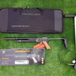 PACK COMBINÉ-1 ! Pistolet PCP Snowpeak PP750L Cal. 4,5 mm + Sac de Transport + Pompe pcp 3 étapes