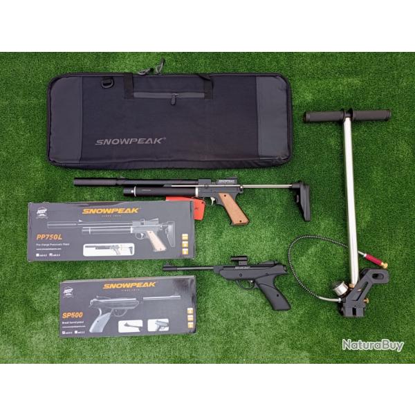 PACK COMBIN-2 ! Pistolet PCP Snowpeak PP750L C. 4,5 mm + Sac Transport + Pompe pcp + SP500 4,5 mm