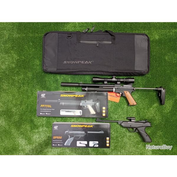 PACK COMBIN-3 ! Pistolet Snowp. PP750L C.4,5 mm + Lunette 4x32 + Sac + Pistolet- Laser SP500 4,5 mm