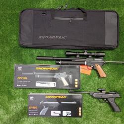 PACK COMBINÉ-3 ! Pistolet Snowp. PP750L C.5,5 mm + Lunette 4x32 + Sac + Pistolet- Laser SP500 4,5 mm