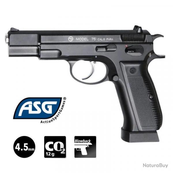 PISTOLET ASG CZ75 - Culasse mobile - 4.5mm BBs - CO