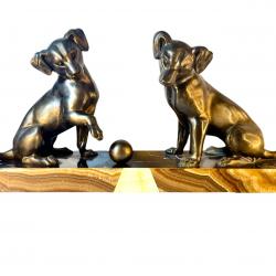 Irénée Rochard deux chiens à la balle sculpture art deco
