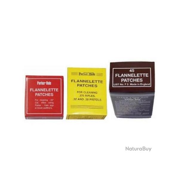 Patchs de flanelle Parker Hale F3 cal. 30, 44 et 45 / 50. 1 cartons de 12 boites de 45 patchs ( 540 