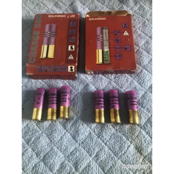 Vend 2 botes de 10 cartouches 76 solognac magnum chasse 500, 56g  plombs de  2 PL 1