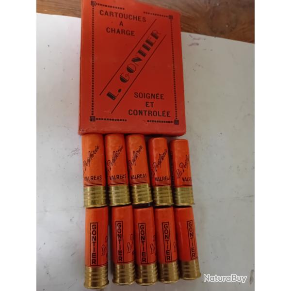 Bote de 10 belles cartouches anciennes douilles cartons cal 16  L .Gonthier