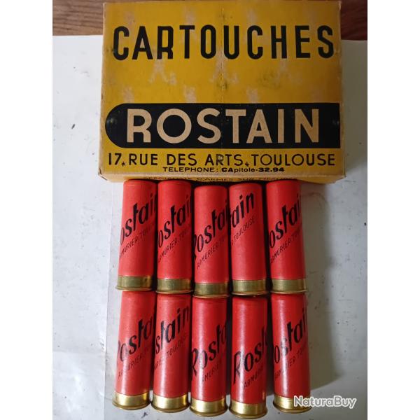 Bote de 10 belles cartouches anciennes cal 16 douilles cartons  de chez. ROSTAIN