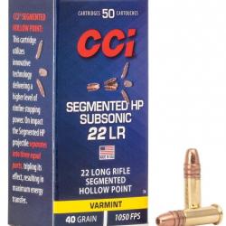 CARTOUCHES 22LR CCI VARMINT HOLLOW POINT SEGMENTED X50