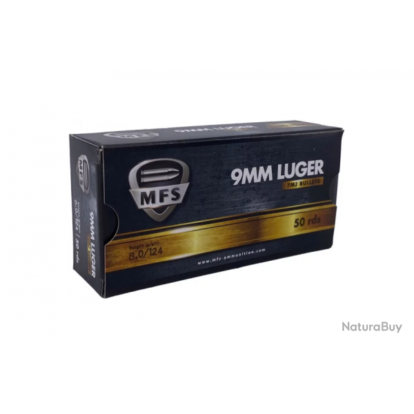 Wahoo ! Bote de 50 cartouches MFS - Cal. 9 mm Luger - Par 1