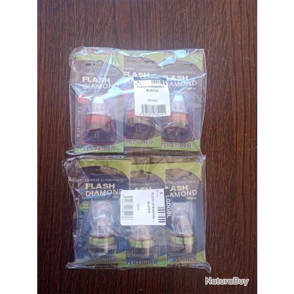 Lot de 6 Lampes Flash Diamond Clignotante Flashmer 3 rouges et 3 vertes