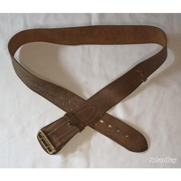 Ceinturon Sous Officier cuir marron guerre 39/45 WW2
