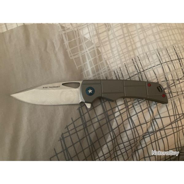 VEND COUTEAU BOKER PLUS P-51 DAMASCUS STEVE KELLY DESIGN.