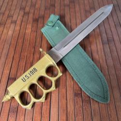 POIGNARD DE COMBAT POING AMÉRICAIN TYPE U.S 1918 TOMAHAWK