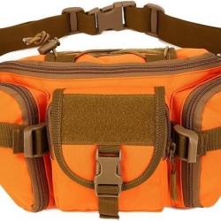 Sac Banane Tactique Militaire Résistant Ceinture pour Chasse Randonnée Cyclisme Pêche camping Orange