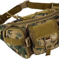 Sac Banane Tactique Militaire Résistant Ceinture pour Chasse Randonnée Cyclisme Pêche camping Camofl