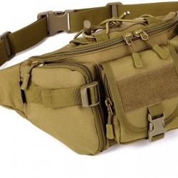 Sac Banane Tactique Militaire Résistant Ceinture pour Chasse Randonnée Cyclisme Pêche camping Marron