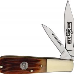 Couteau Queen Cutlery Lame Clip/Spear Acier Carbone 1095 Manche Os Amber Winter USA QAWB281