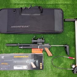 PACK COMBINÉ-6 ! Pistolet Snowpeak PP750L 5,5mm + Lunette POINT ROUGE 2X40 Vert-Rouge + Pompe Pcp