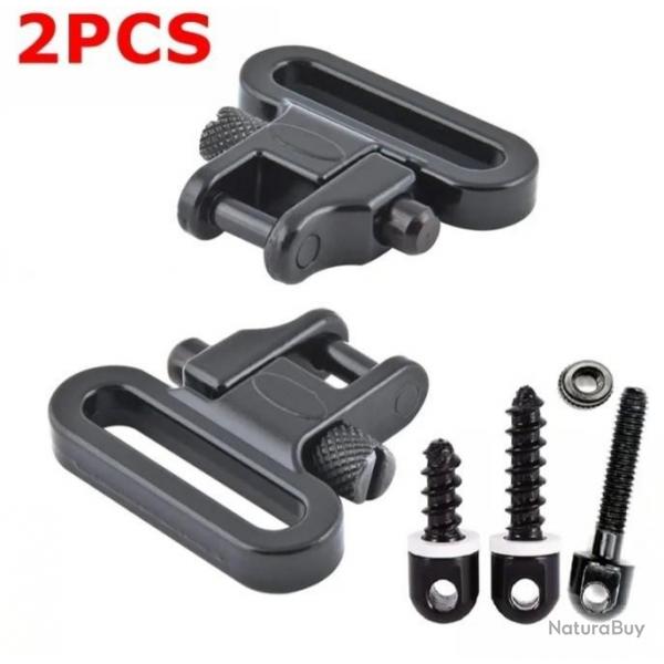 Attache, grenadire, anneaux pour sangle de fusil ou carabine vendu par lot de 2 passage +vis 34mm