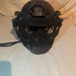 Casque tactique intégral airsoft/paintball neuf - protection complète avec rails et masque grillagé