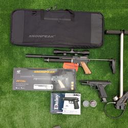PACK COMBINÉ-8 ! Pistolet Snowpeak PP750L 4,5mm  + Sac Transport + Daisy 340 Bbs + Lunette 4 x 32